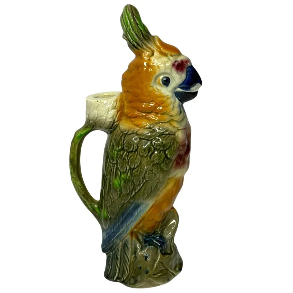 Antique French Majolica Parrot Pitcher Keller Guerin St. Clément‎ Mold 468